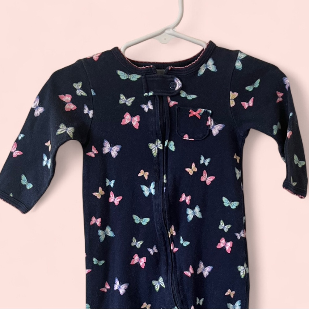 9M Carter’s Infant Baby Girl Butterfly Long Sleeve Coverall Footed Pajamas - Picture 8 of 11